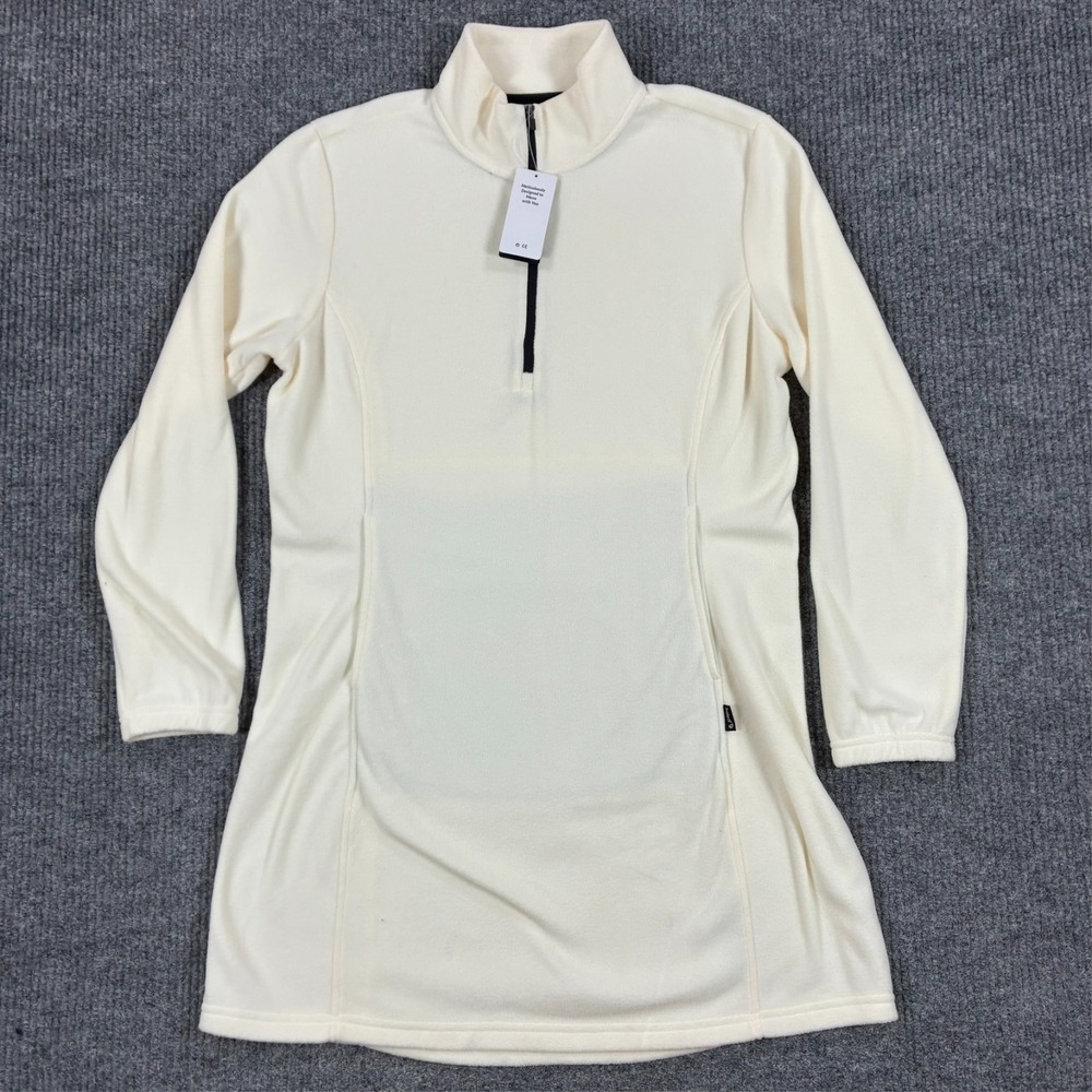 Baleaf Womens Fleece Quarter Zip Pullover Jacket Size Large Ivory Stretch